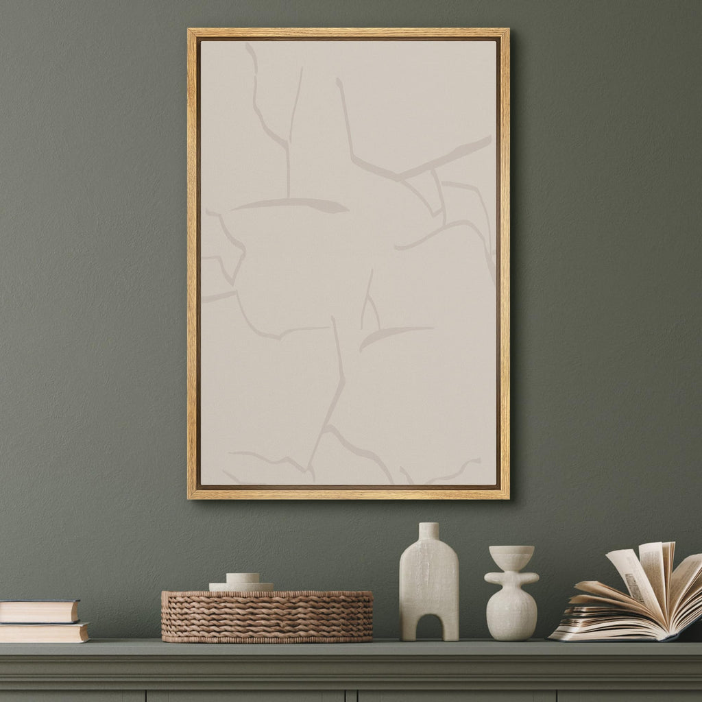 Framed Canvas Print Wall Art Minimal White Brush Stroke Landscape Abstract Geometric Illustrations Modern Art
