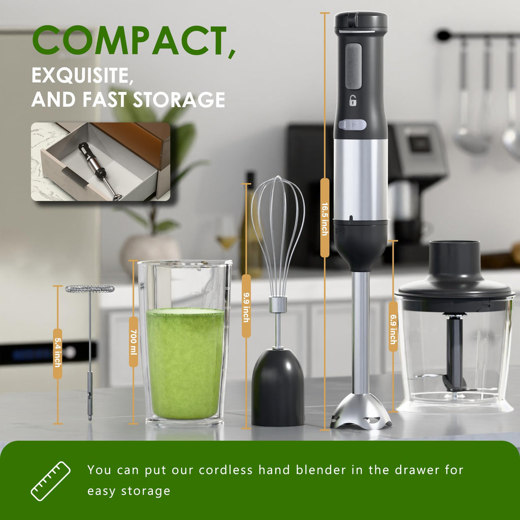 5-in-1 Cordless Immersion Blender, Touchscreen, Rechargeable Battery