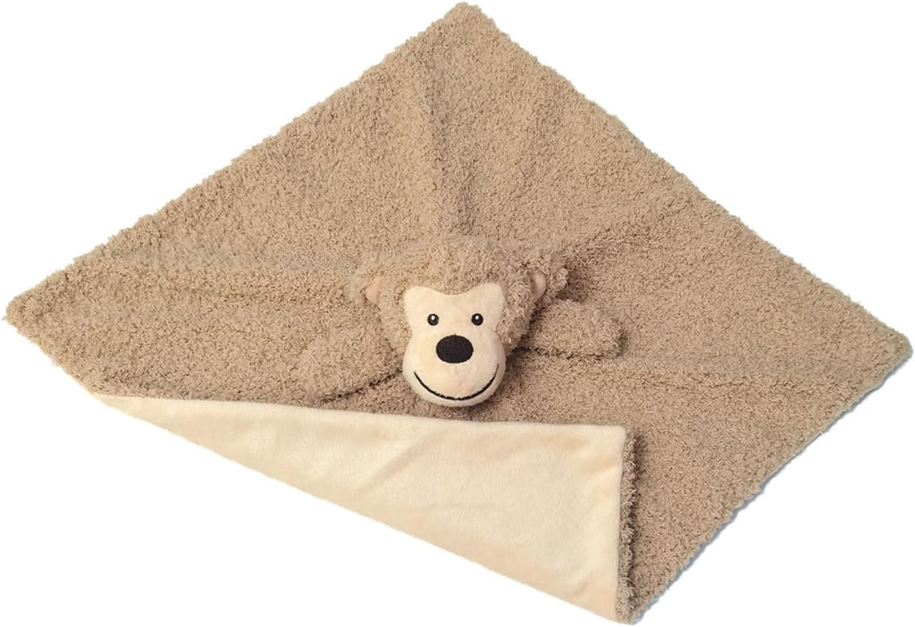 Light Brown Monkey Soft Stuffed Animal Security Blanket, Plush Monkey Character Lovey Blanket, Baby Shower/Nursery