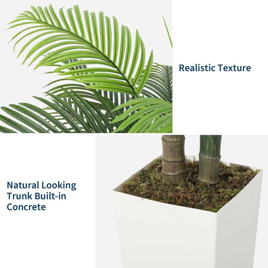 6FT Faux Palm Tree - Realistic Tropical Artificial Tree with Sturdy Ceramic Planter, Perfect Living Room, Office &
