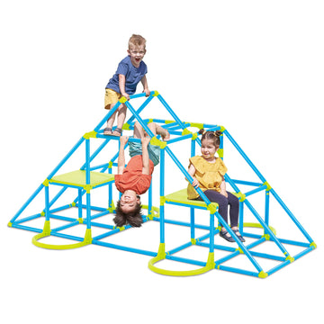 Mega Pyramid Monkey Bars Climbing Tower Active Outdoor Fun for Kids Ages 3 to 8 Years Old, Blue/Green