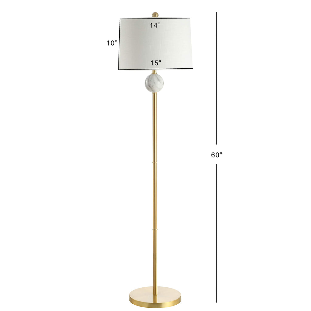 Vaughn 60" Modern Metal and Resin Floor Lamp, Brass Gold/White