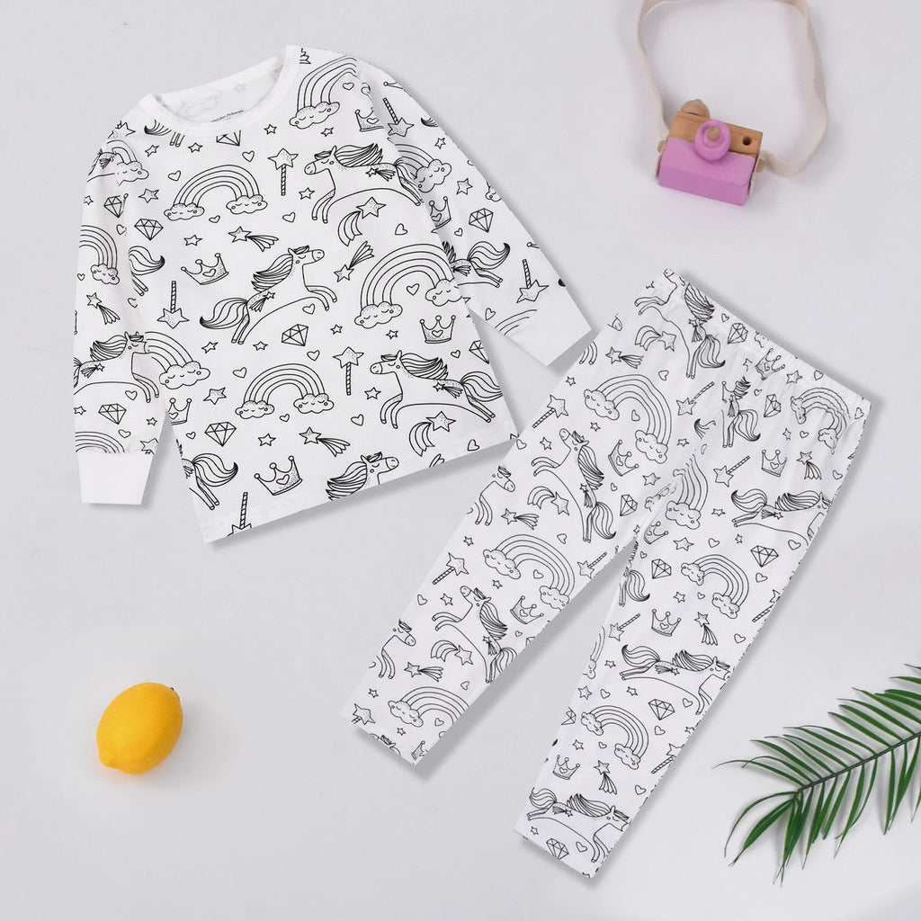 Kids' Pants Set with Hand Painted Markers Boys Girls DIY Coloring Shirt, 2 Piece Set Draw & Color Your Own Fun
