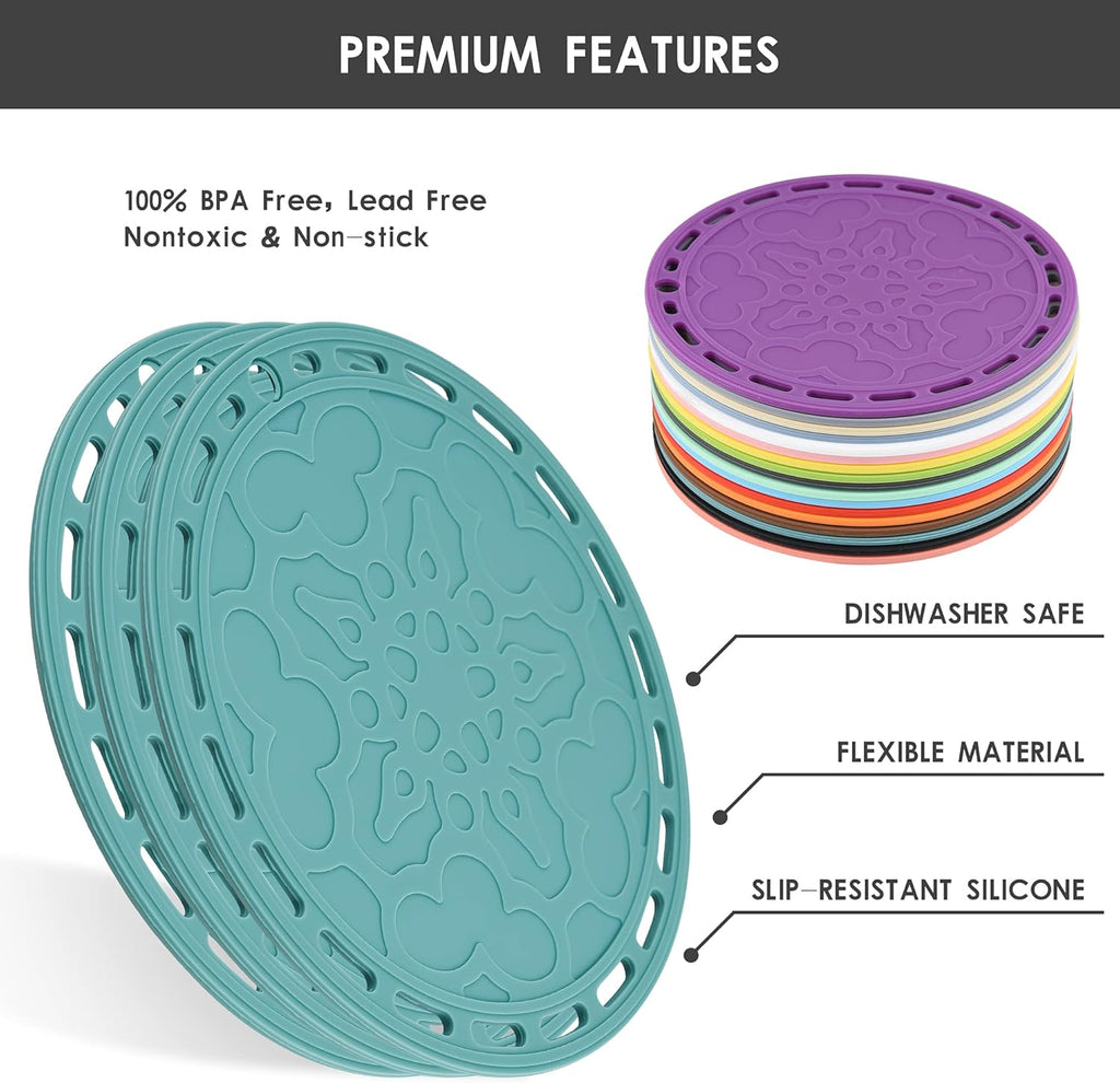 Silicone Trivet Mat Big Round Silicone Pot Holder Hot Pads and Trivets for Hot Dishes and Hot Pots, Hot Mats - Set of 3