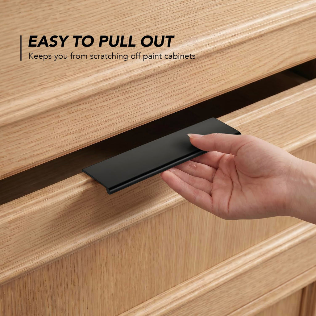 Matte Black Cabinet Pulls Finger Edge Pulls 3-3/4 Inch 30 Pack