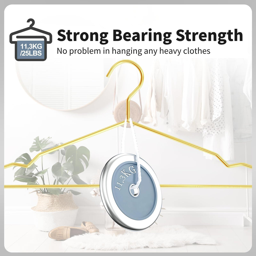 Gold Metal Wire Hangers 100 Pack with Notches, Heavy Duty
