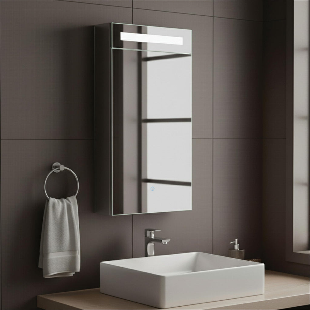 20" x 40" Bathroom Medicine Cabinet, Aluminum Bathroom Vanity, Recessed Medicine Cabinet, Surface Mount, Right Hand