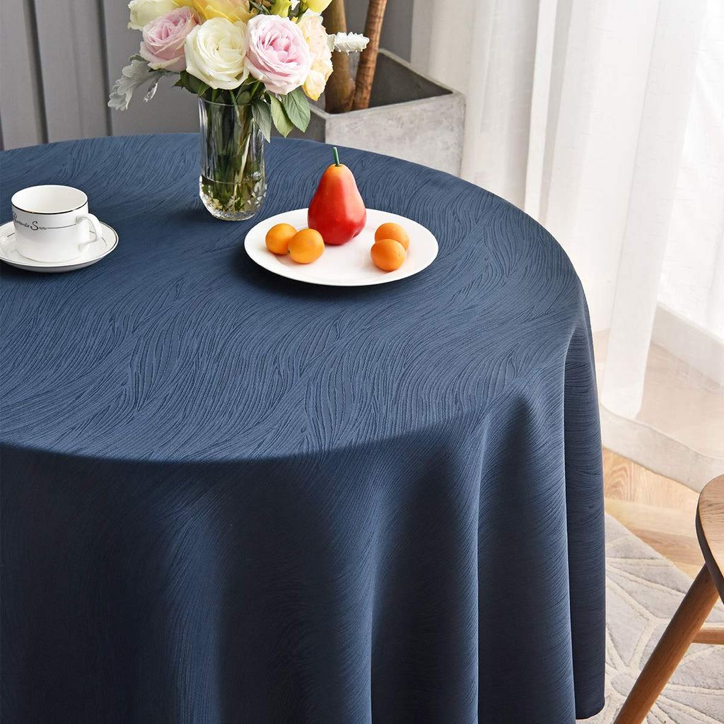 Jacquard Round Table Cloth Swirl Pattern Waterproof Antiwrinkle Heavy Weight Soft Tablecloths for Circular Table