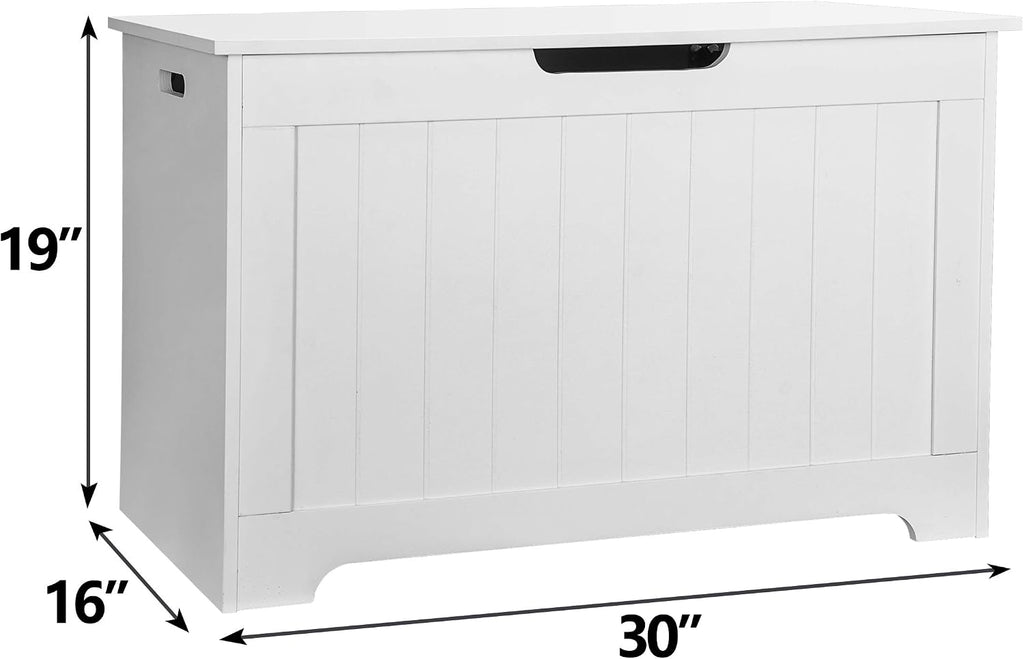 30 inches Kids Wooden Toy Chest Storage Space with 2 Safety Hinge Modern Decorative Toys Bench Box Bedroom Living
