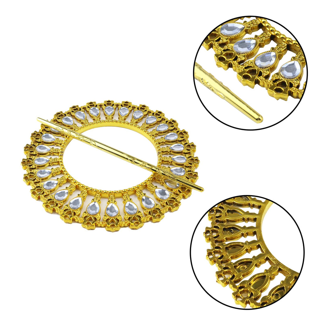 Shiny Gold Curtain Tiebacks Round Holdbacks, 26 Crystals - 2 Pack