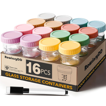 16 Pack Baby Food Containers, 4 oz Glass Baby Food Jars with Lids