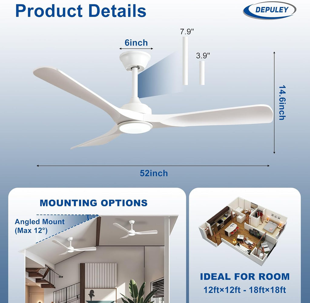52-Inch 3-Blade Ceiling Fan with Light Transform Your Space with Comfort and Style 52-Inch Outdoor Ceiling Fan with Light Quiet,Smart Control, Ideal for Year-Round Comfort A101-B0DRJQRK3J