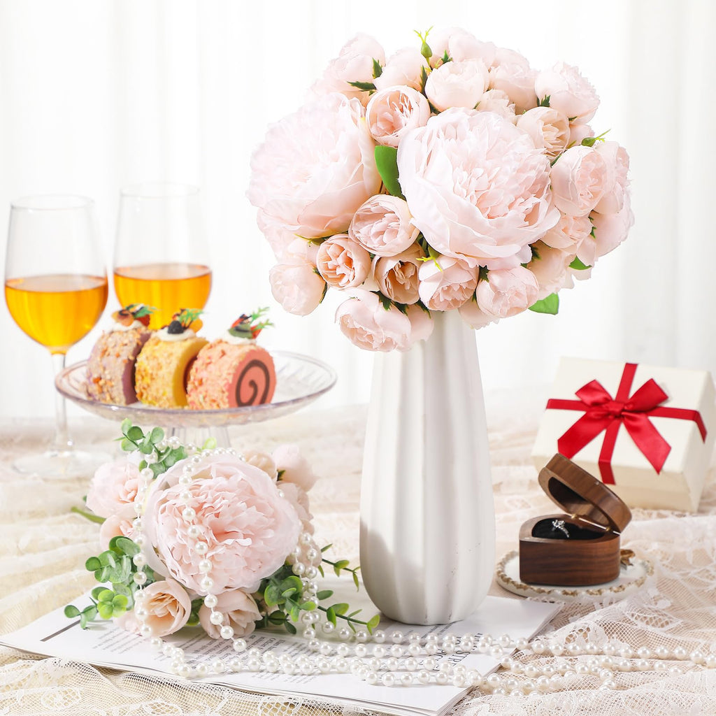 85 Pcs Pink Artificial Peonies Faux Silk Flowers Bulk