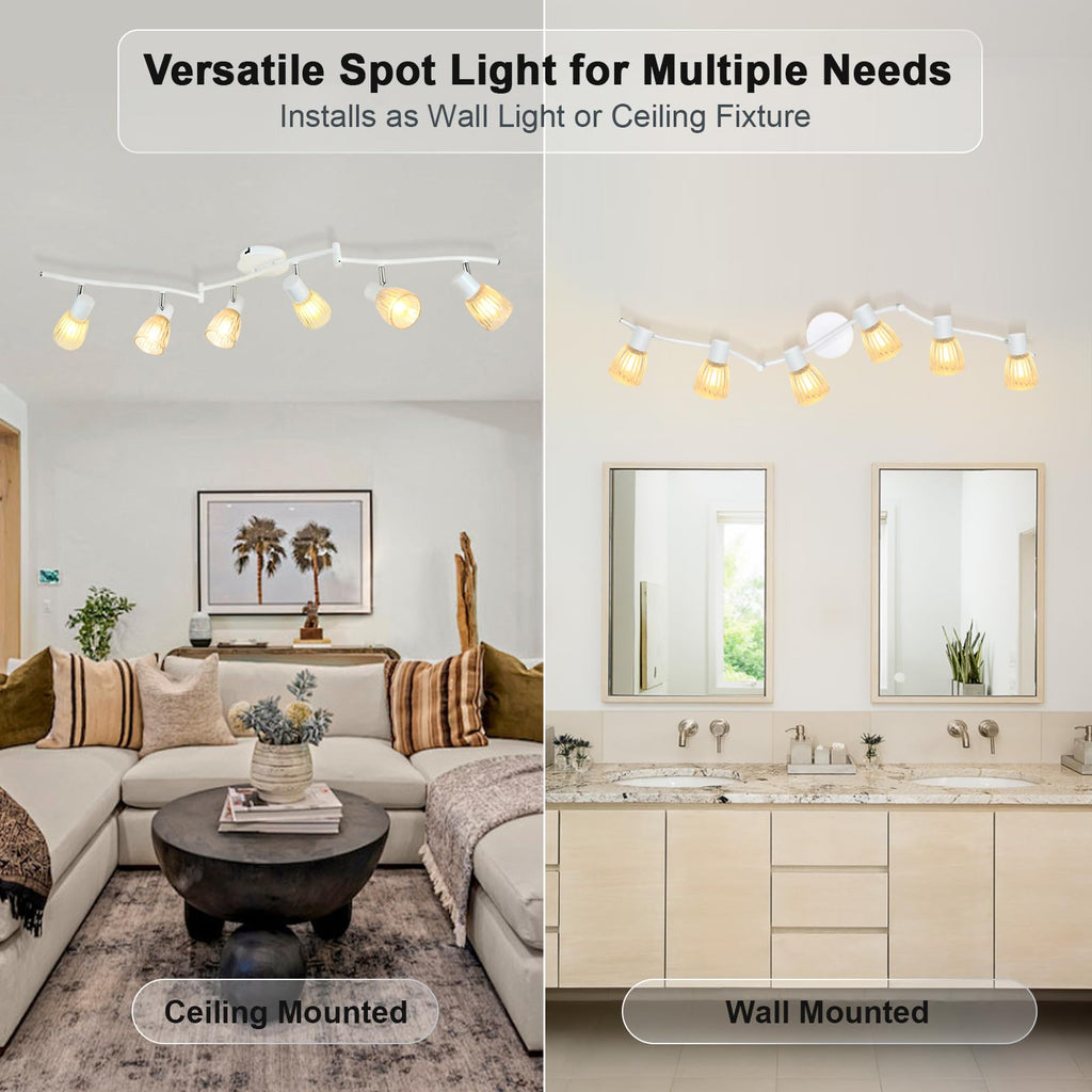 Track Lighting, Flexible Modern Ceiling Light Fixture White