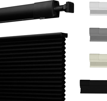 No Drill Cellular Shades, Blackout Black, 21" W x 64" H