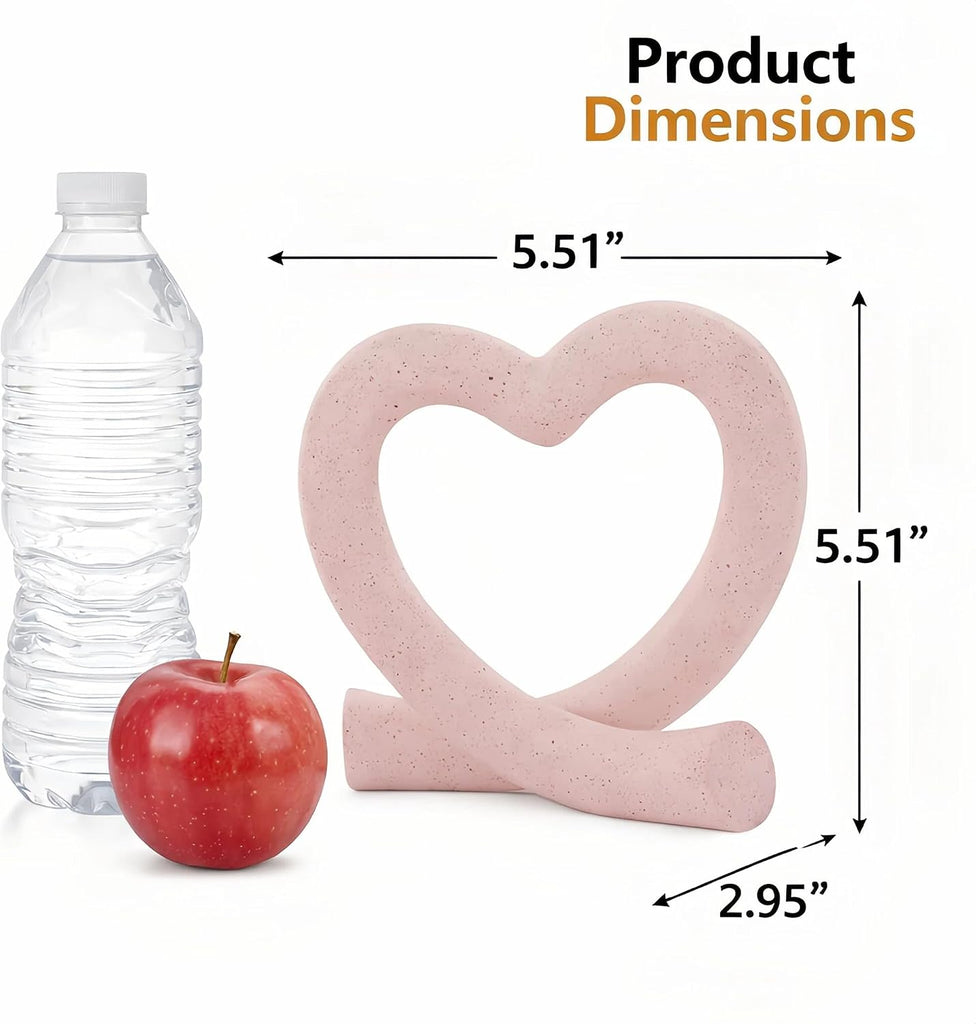Pink Heart Decor Sculpture, Cute Romantic Love Statue Aesthetic Room Decor Desk Shelf Coffee Table, Gift for Her