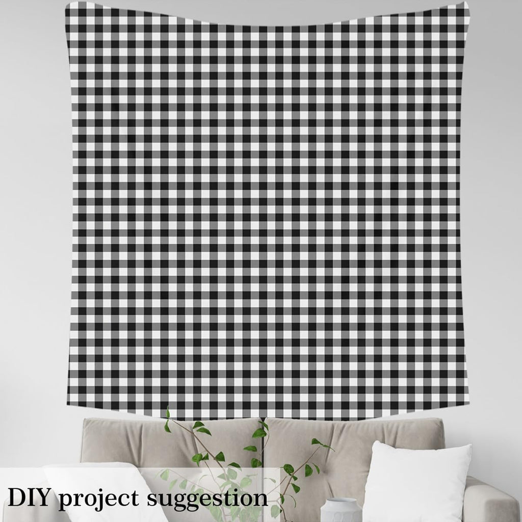 Retro Grid Fabric by The Yard Black and White Checker Decor No Stretch Fabric for Sewing Lovers Buffalo Plaid Rustic