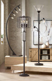 Warwick Industrial Torchiere Tree Floor Lamp LED 3-Light Edison 71.5" Tall Tiger Bronze Metal Clear Seedy Glass Shade