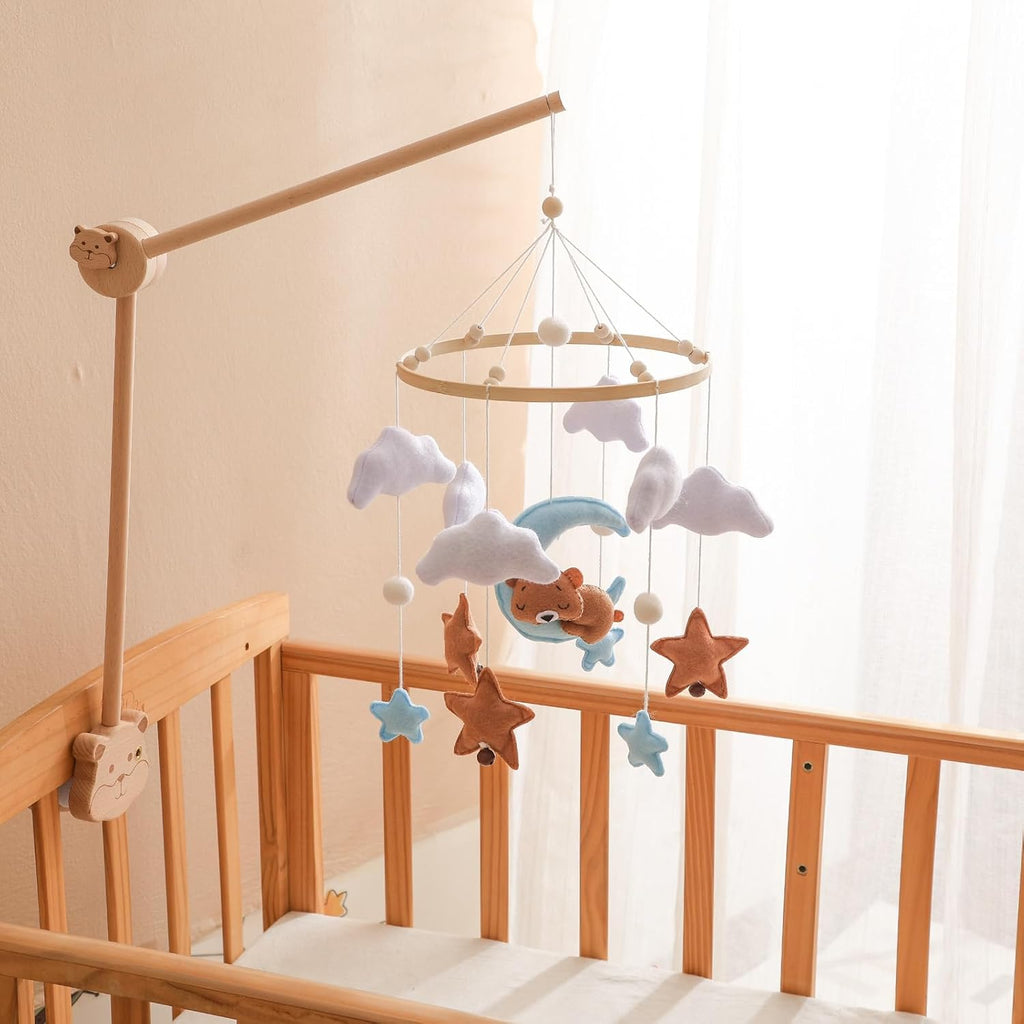 Baby Mobile for Crib - Hanging Felt Nursery Mobile - Fits Most Crib Arms - Gender-Neutral Boho Nursery Decor & Baby