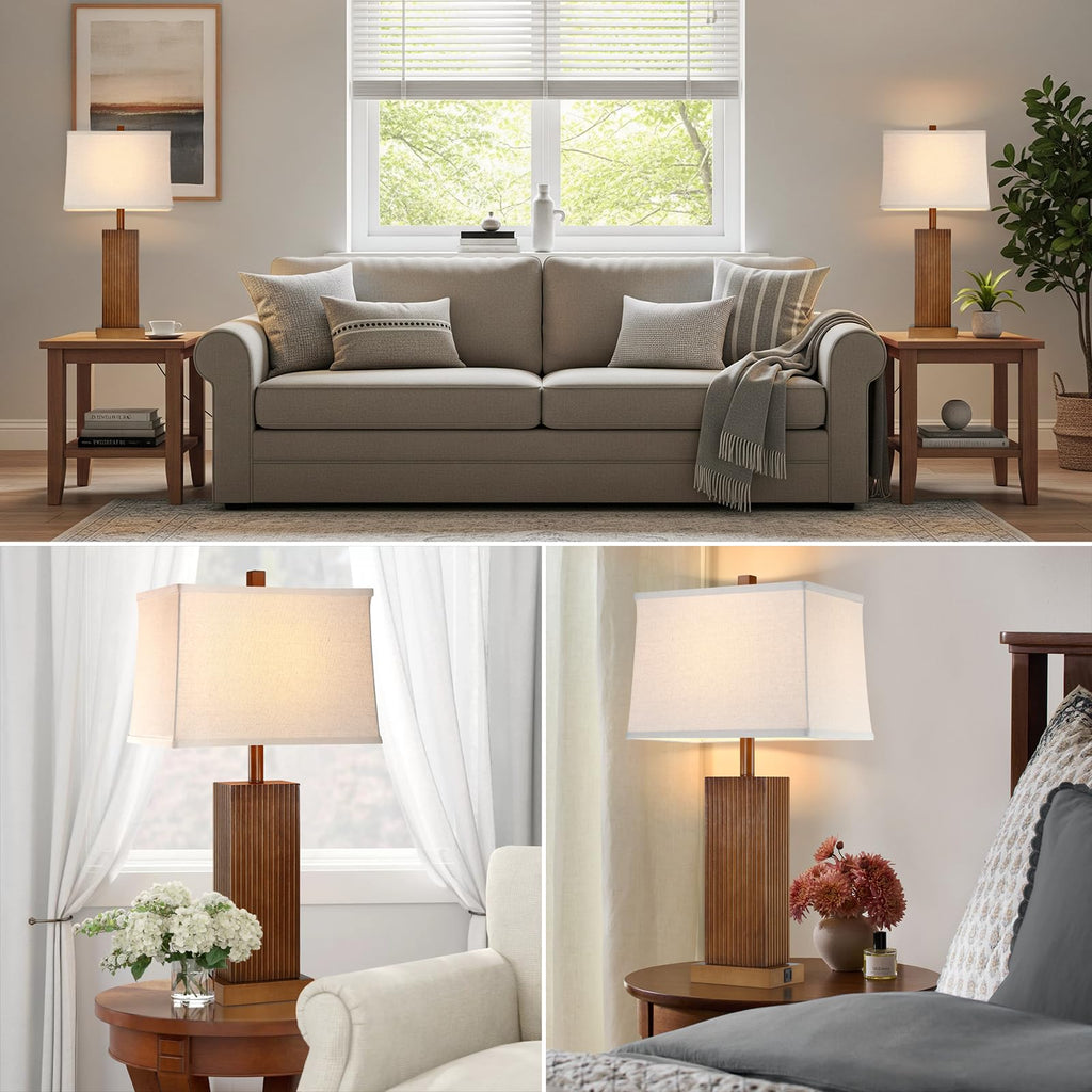 27.5" Wood Table Lamp, Farmhouse Lamp