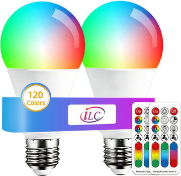 Color Changing LED Light Bulb, 120 Colors, 2700K Warm White, 70 Watt Equivalent, DIY Strobe, RGB with Remote Control