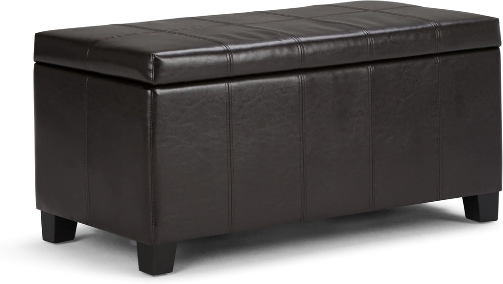 Gabbie 36" Wide Vegan Leather Storage Ottoman in Brown