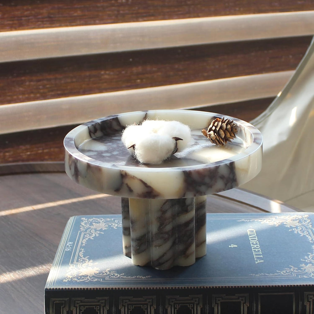 Natural Marble Tray with Legs, Vanity Decorative Tray for Countertop Organizer, Catchall Tray for Perfume, Candles