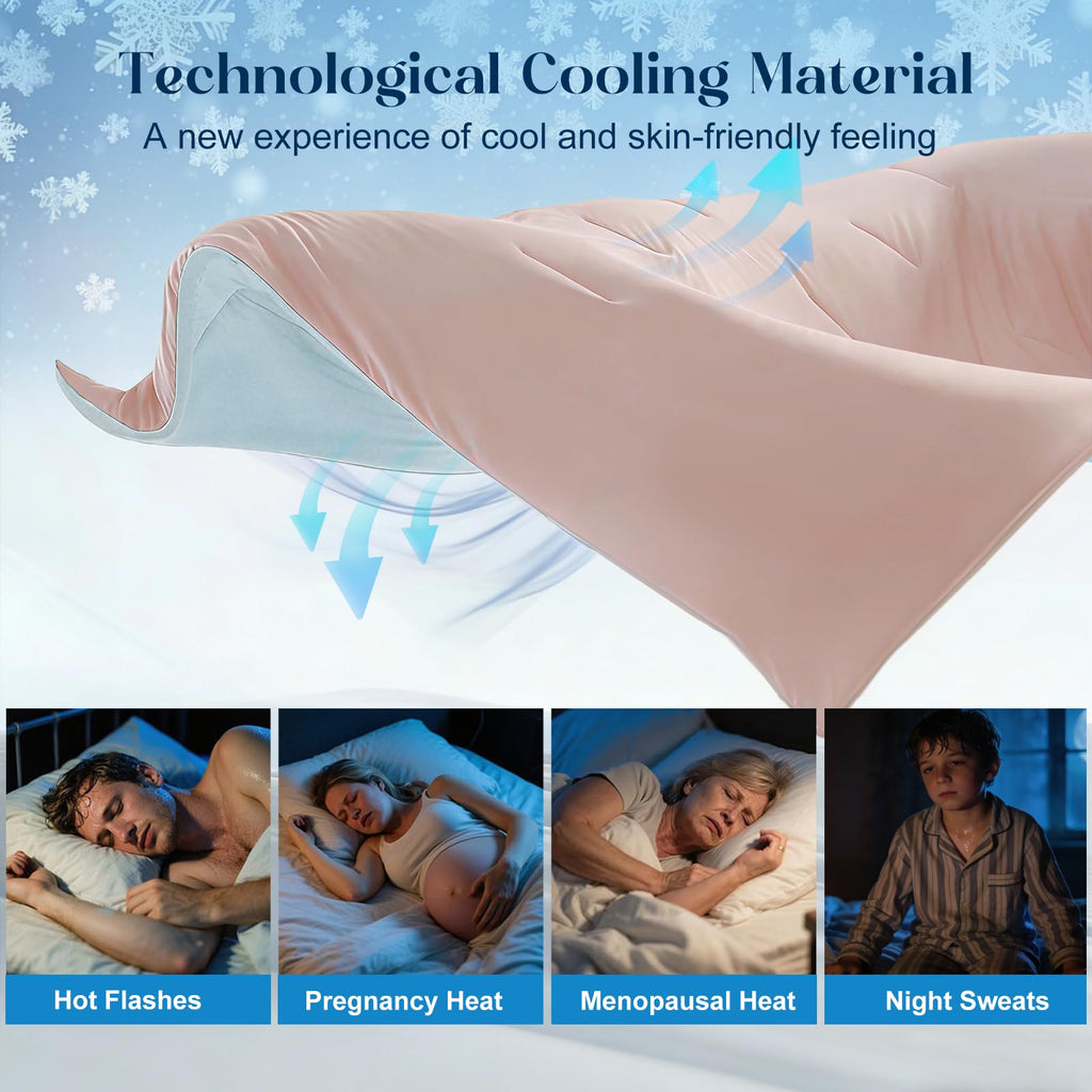 Double-Sided Cooling Comforter for Hot Sleepers, All-Season Breathable Lightweight Cooling Blanket, Night Sweats