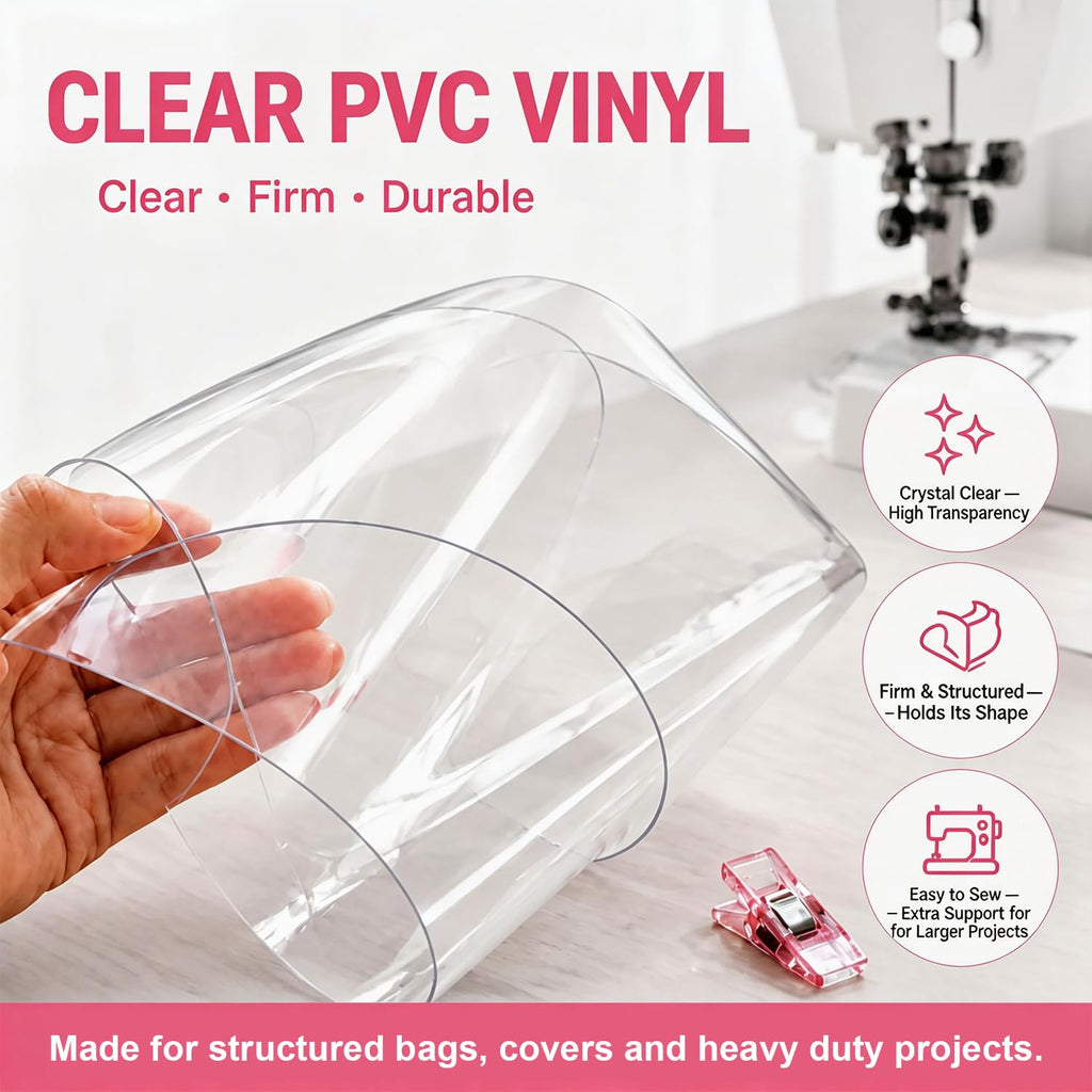 Clear PVC Vinyl Fabric 0.5mm, Firm Vinyl for Sewing & DIY