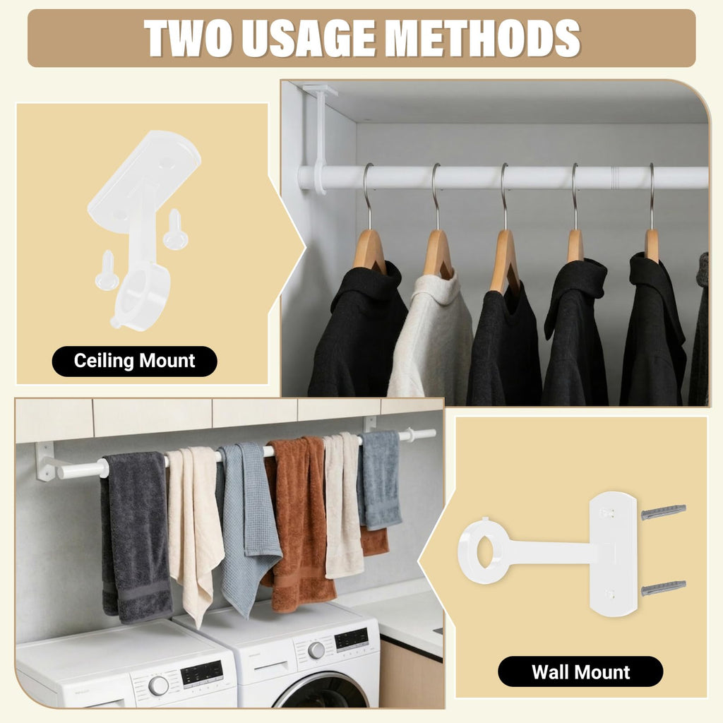 Heavy Duty Closet Rod 17-79 Inch Ceiling or Wall Mount Clothes Hanging Rod