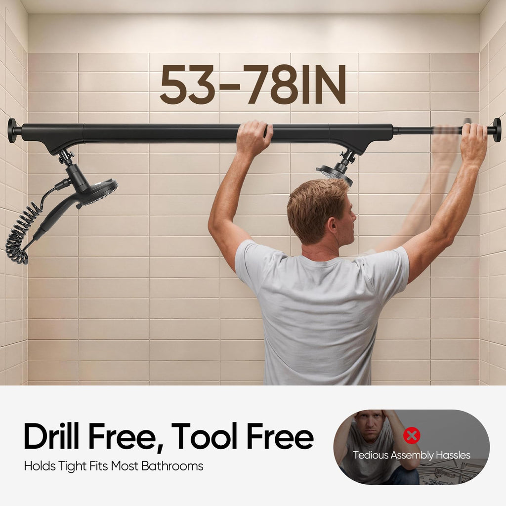 [] High Pressure Dual Shower Head for Couples 53-78" Adjustable