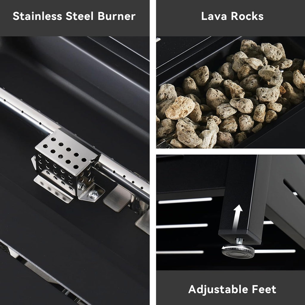 41 Inch Propane Fire Pit - 50,000 BTU Gas Fire Pit Table with Removable Lid & Lava Rocks