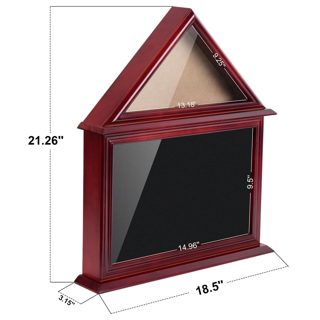 Solid Wood Flag Certificate Display Case Box with HD Tempered Glass Fit Small Folded 3'x5' American Flag(Not for