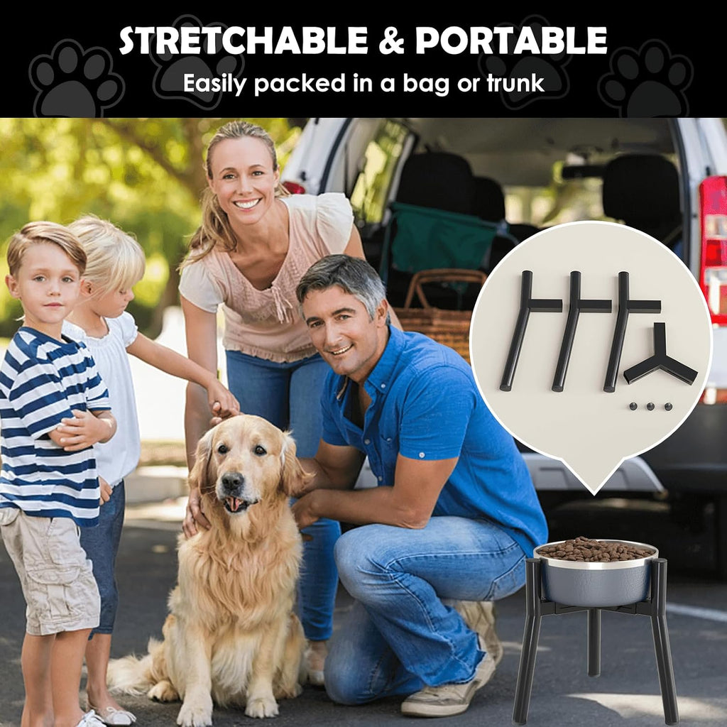 Adjustable Dog Bowl Stand, Tall Elevated Feeder for 7-10.6" Bowls, Metal Single Raised Holder, 11" Tall (Bowl Not