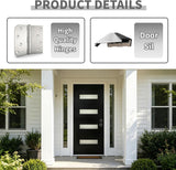 36" x 80" Exterior Fiberglass Front Door for Home, Prehung Entry Door with 4 Lite Glass Panels, Modern Design, Left