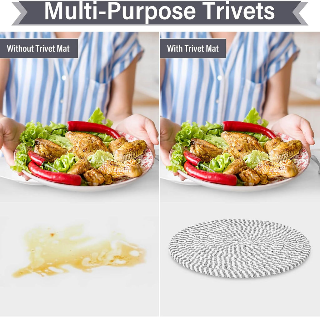 10" Trivets for Hot Dishes, Hot pots and Pans, Heat Resistant Pot Holders, Hot Pads for Countertops - Set of 6