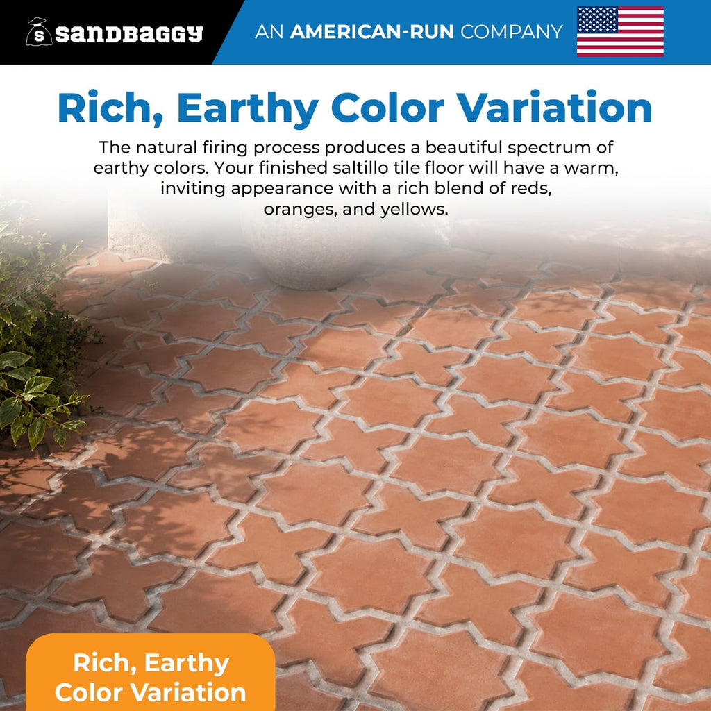 Lincoln Star & Cross Saltillo Terracotta Tile | Unsealed Handmade Mexican Tile - (20, Star & Cross Tile)