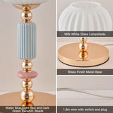 Modern Milk White Glass Table Lamp Bedside Nightstand Lamp Metal Desk Light with Plug Cord Switch Living Room Dining