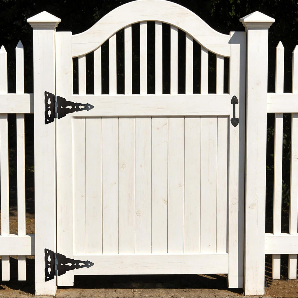 8 Inch Decorative T-Strap Gate Hinges Heavy Duty, 2 Pack