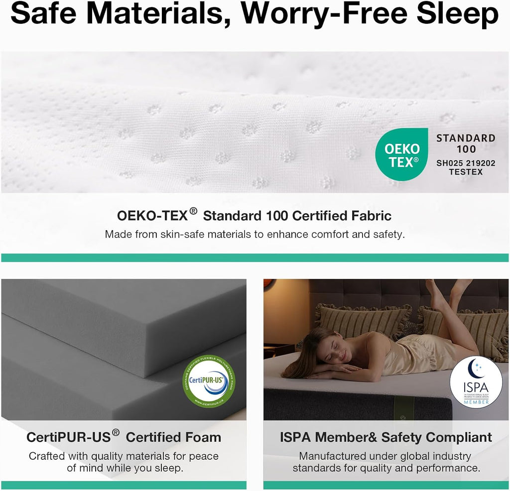 Memory Foam 12 Inch Queen Mattress in a Box | NanoGel Memory Foam, Cool Night Sleep, High-Density Support Foam, Spine