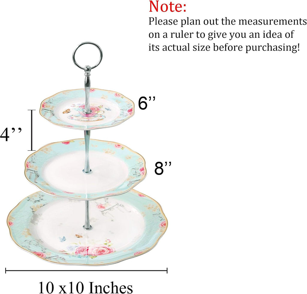 Light Blue 3-tier Ceramic Cake Stand- Cupcake Stand