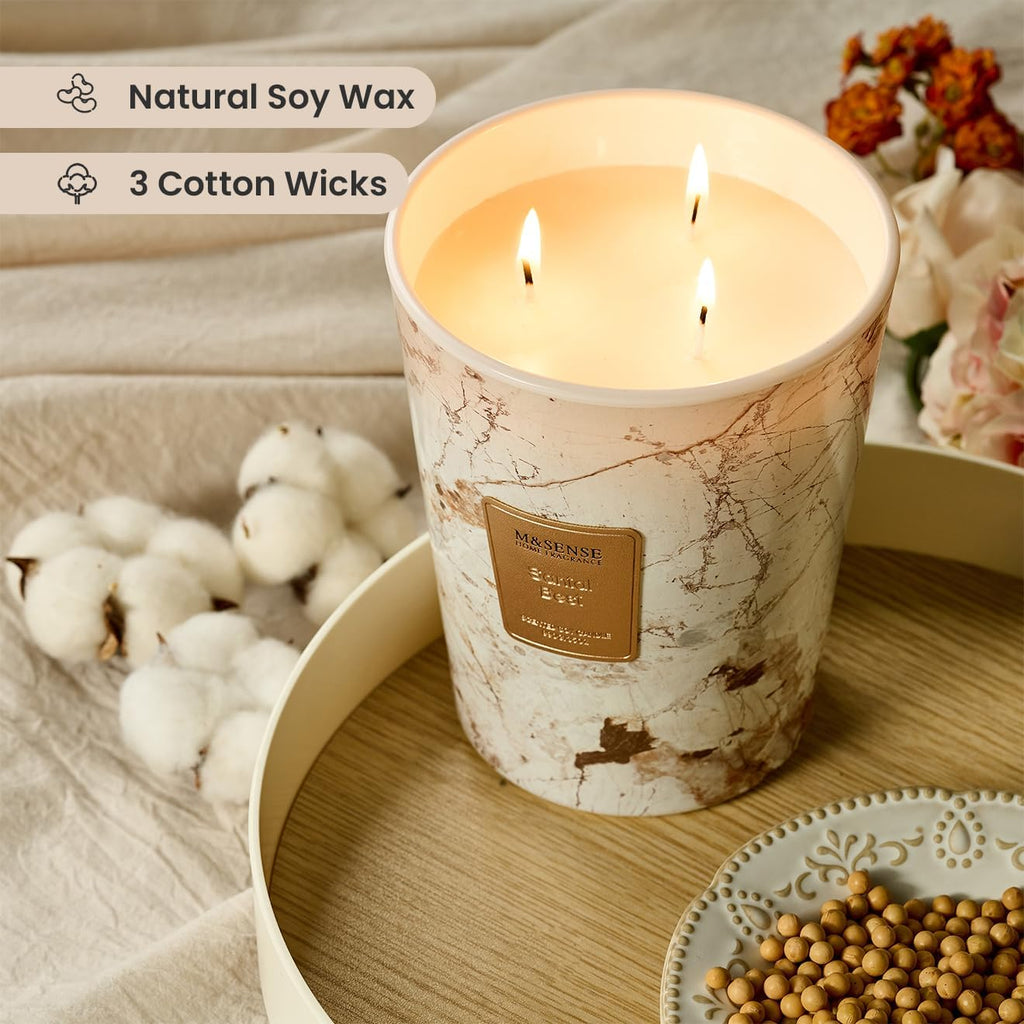 Extra Large Candle 35oz 150H Santal Scented 3-Wick Highly Scented Jar Candles, XL Candle Decor, Long Lasting - Set of 35