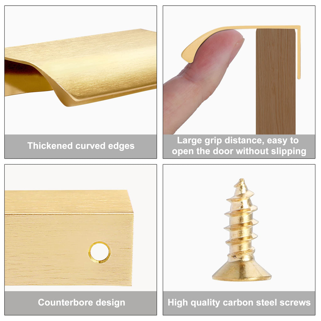 5 Pack 4.72" Gold Edge Finger Pulls for Cabinets, Drawer Handles