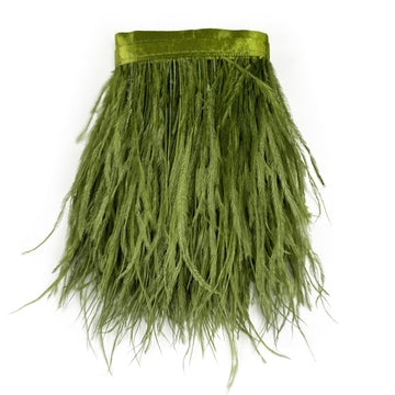 5-6inch Ostrich Feathers Trim Fringe for DIY Dress Sewing Crafts Costumes Decoration- Lime Green - 2 Yards