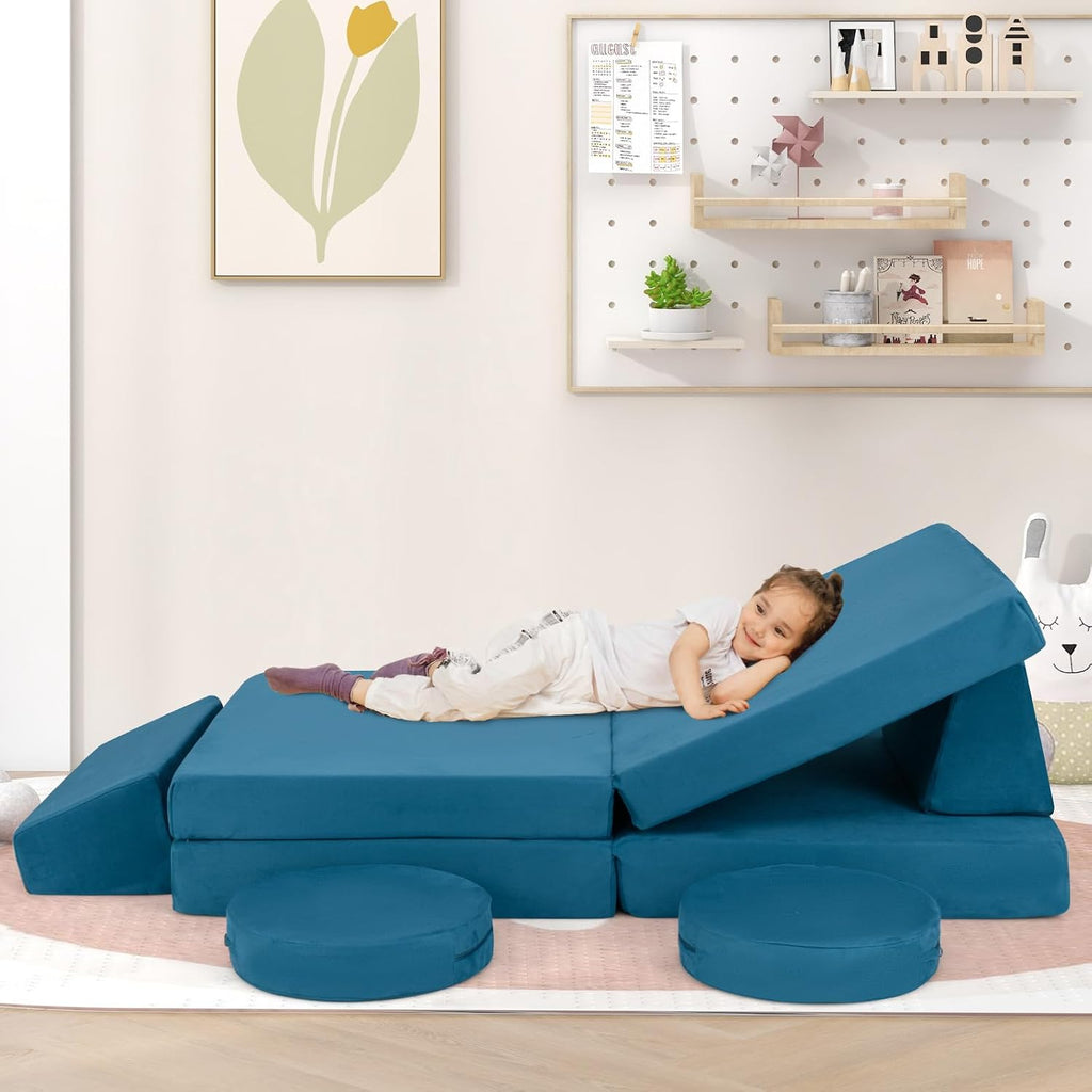 Modular Kids Play Couch, 6 PCS Toddler Creative Sectional Fort Building Sofa for Playroom, Bedroom, Children