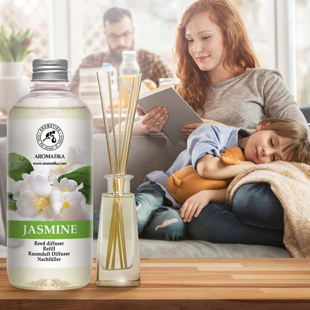 Jasmine Reed Diffuser Refill w/Natural Essential Jasmine Oil 17 Fl Oz - Fresh & Long Lasting Fragrance - Scented Reed - Set of 169