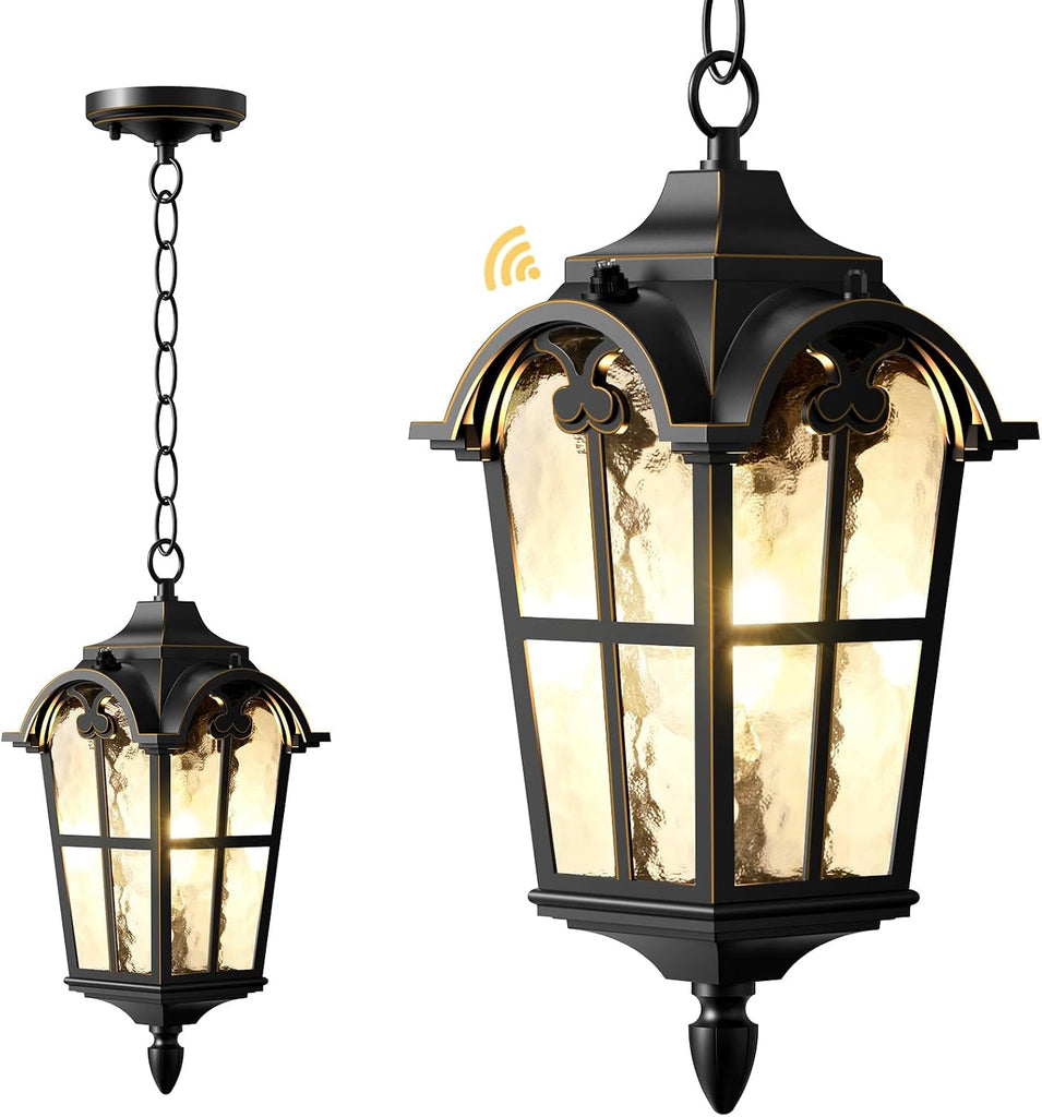Outdoor Pendant Light Dusk to Dawn for Porch,Anti-Rust Aluminum Outdoor Chandelier