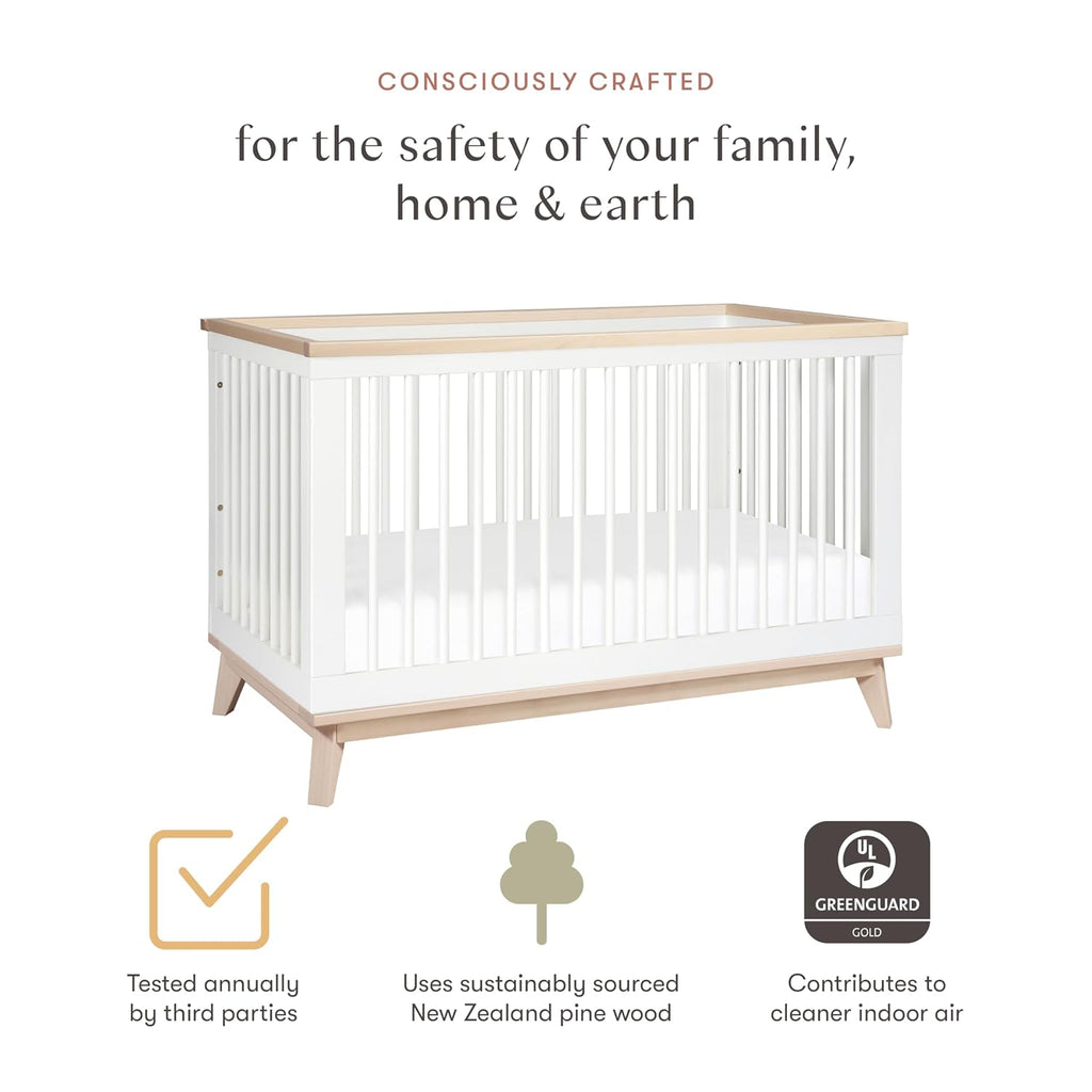 Scoot 3-in-1 Baby Crib Convertible to Wooden Toddler Bed, Daybed - GREENGUARD Gold Certified - Easy Assembly, Made of