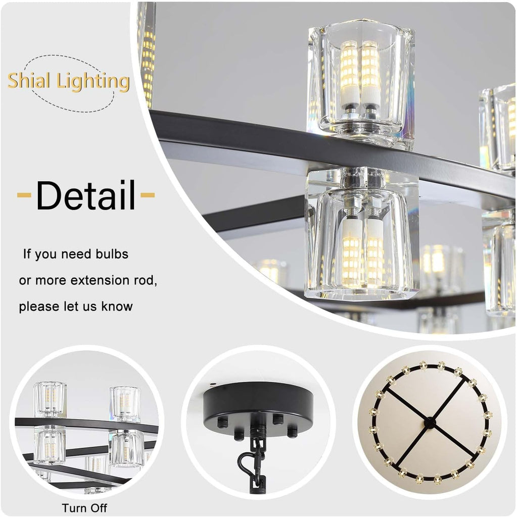 Inspired Arcachon Style 2-Tier Round Wagon Wheel Chandelier, 16" + 32" 48-Light Black — Foyer, Great Room & Dining