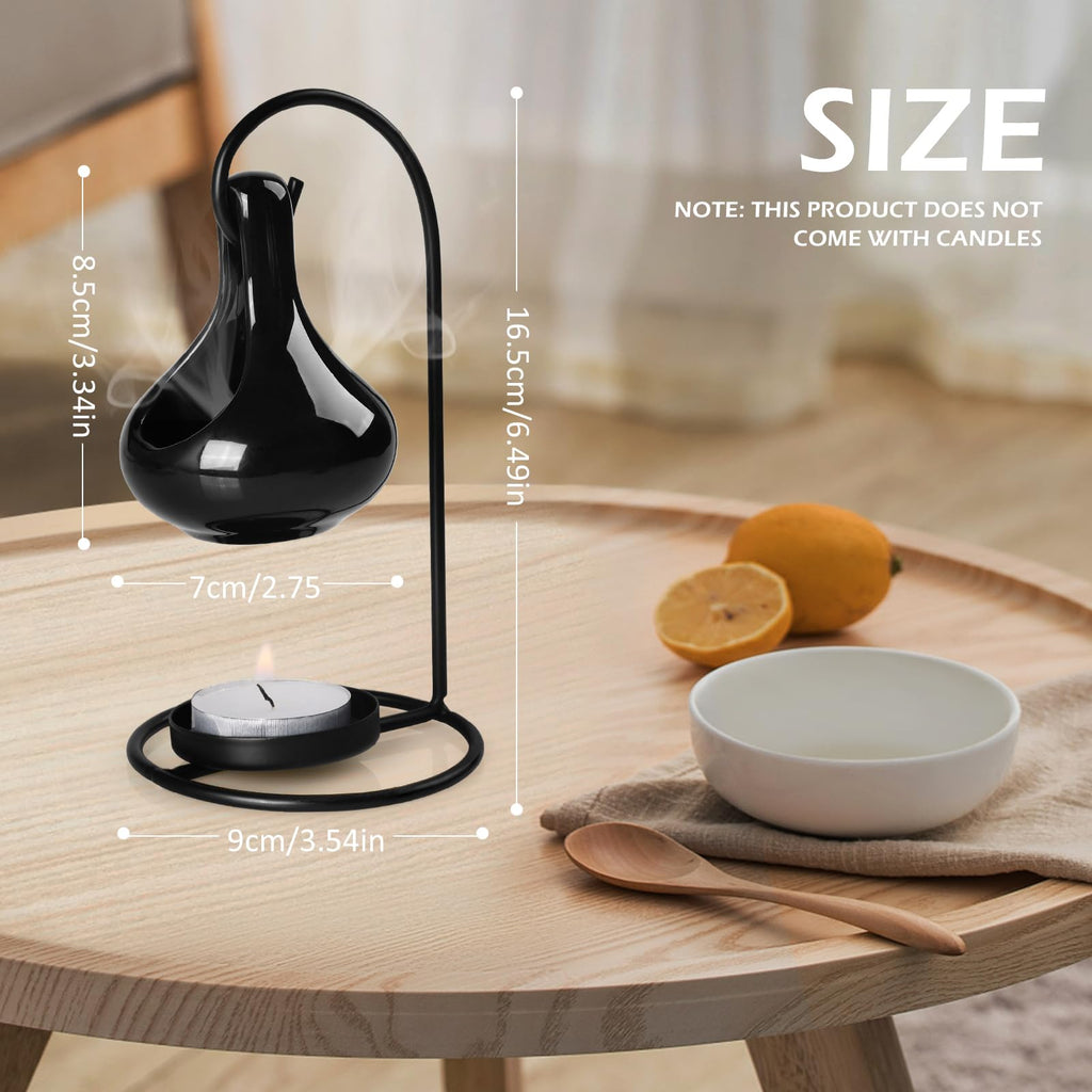 Hanging Cauldron Metal Wax Melt Essential Oil Burner Black, Essential Oils and Fragrance Scented Melter, Decorative